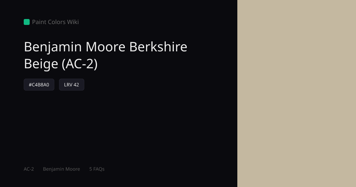 Benjamin Moore Berkshire Beige (AC-2) — HEX, LRV & Color Info | Paint ...