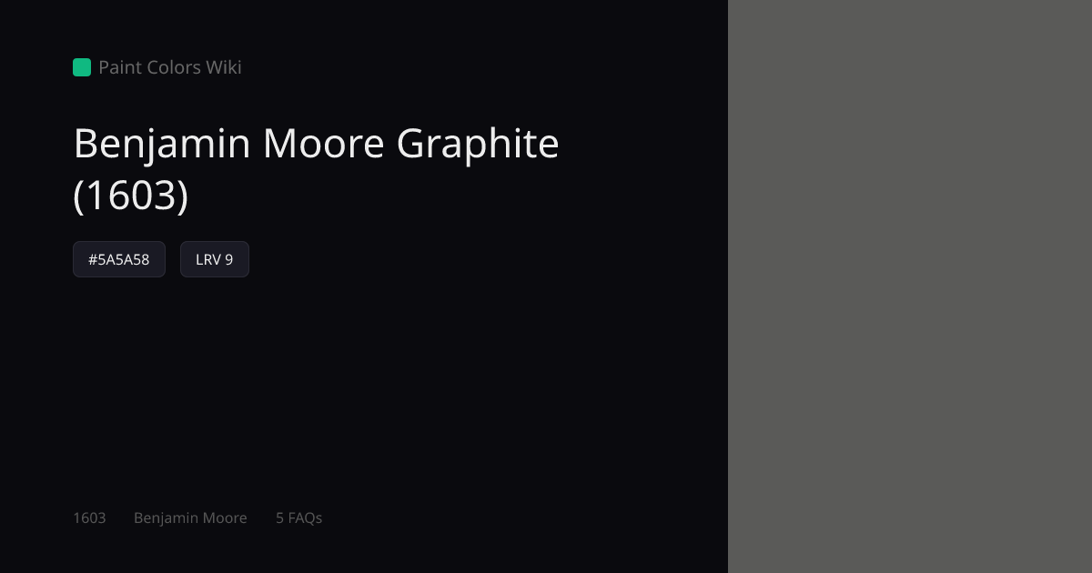 Benjamin Moore Graphite (1603) — HEX, LRV & Color Info | Paint Colors Wiki