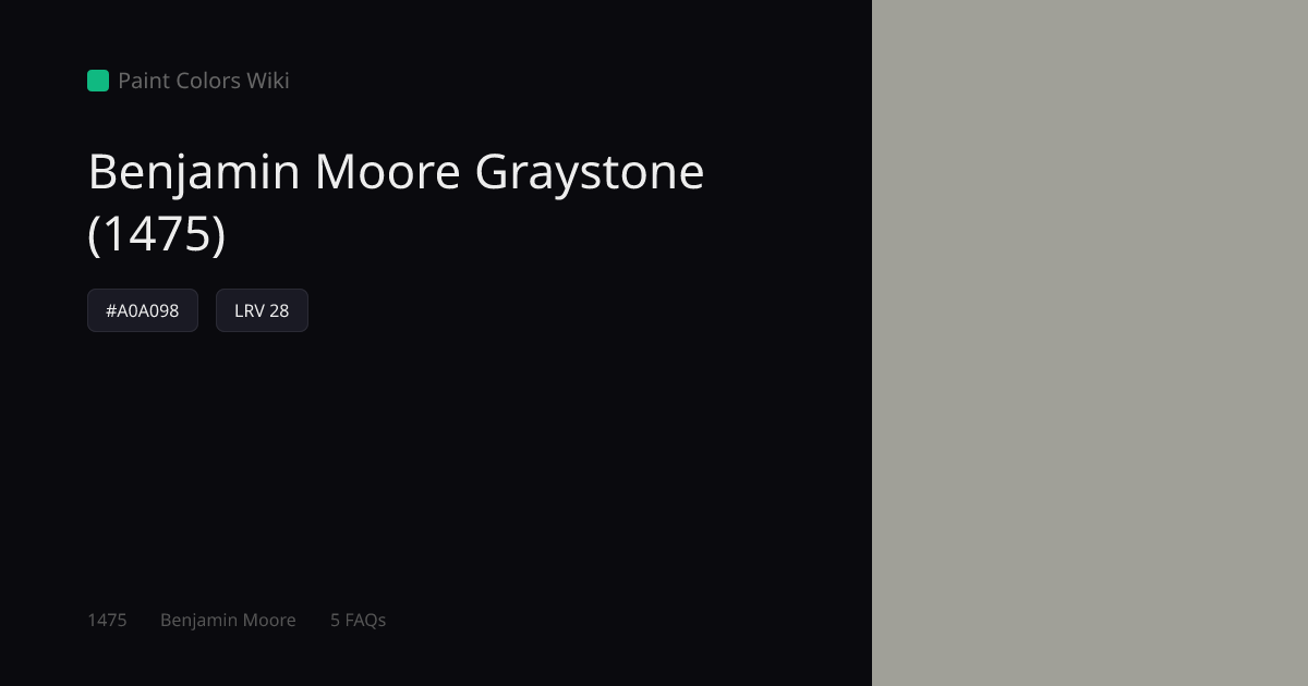 Benjamin Moore Graystone (1475) — HEX, LRV & Color Info | Paint Colors Wiki