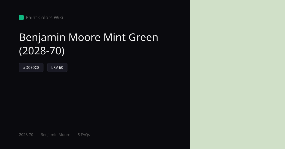 Benjamin Moore Mint Green (2028-70) — HEX, LRV & Color Info | Paint ...