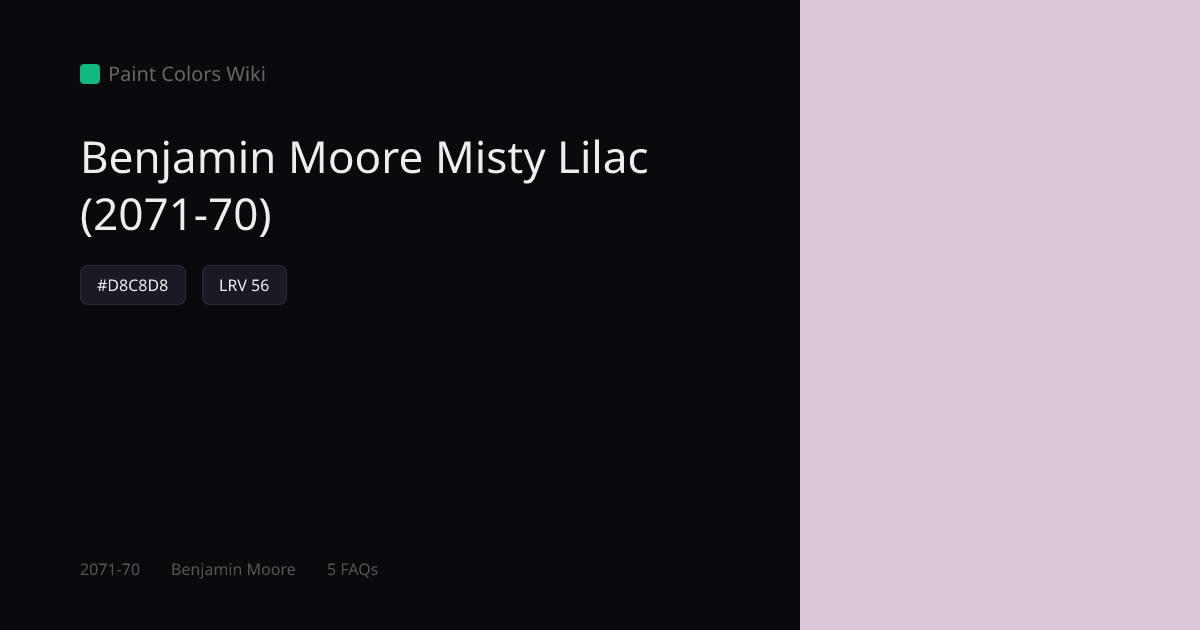 Benjamin Moore Misty Lilac (2071-70) — HEX, LRV & Color Info | Paint ...
