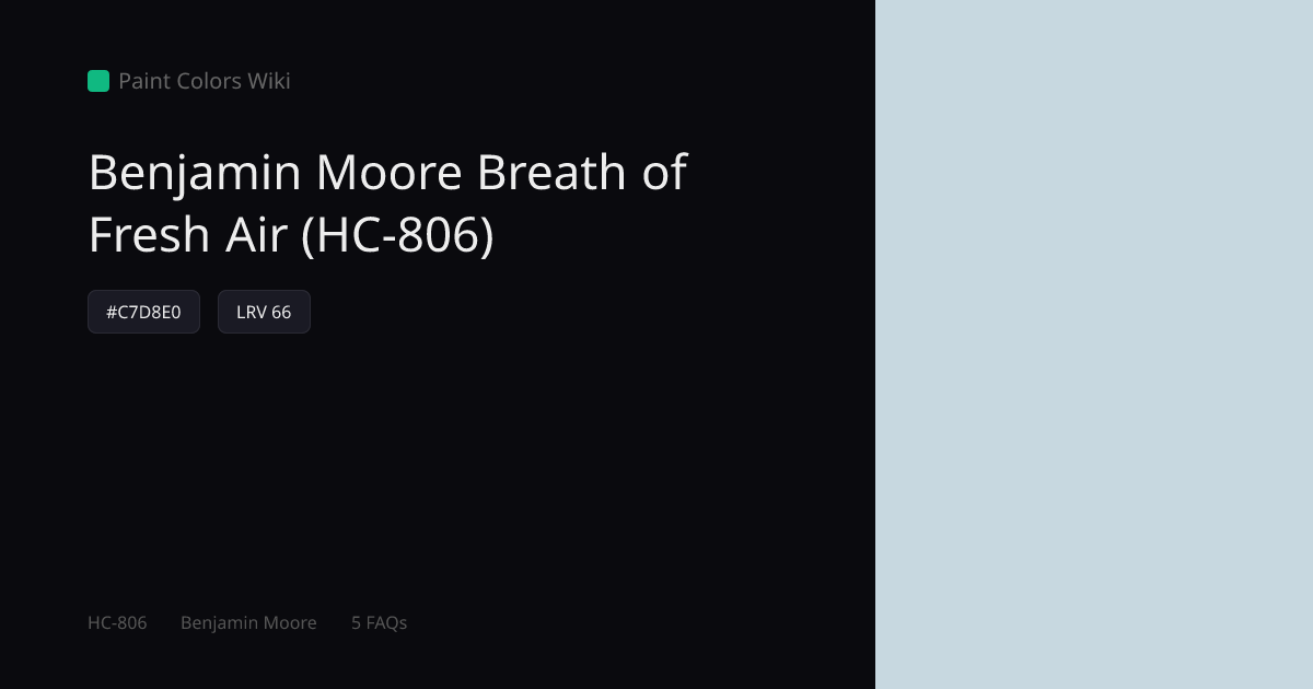 Benjamin Moore Breath of Fresh Air (HC-806) — HEX, LRV & Color Info ...