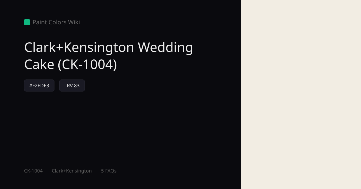Clark+Kensington Wedding Cake (CK-1004) — HEX, LRV & Color Info | Paint ...