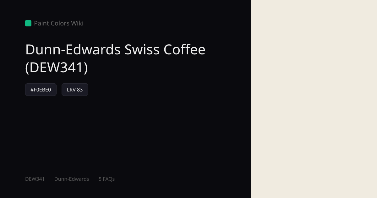Dunn-Edwards Swiss Coffee (DEW341) — HEX, LRV & Color Info | Paint ...
