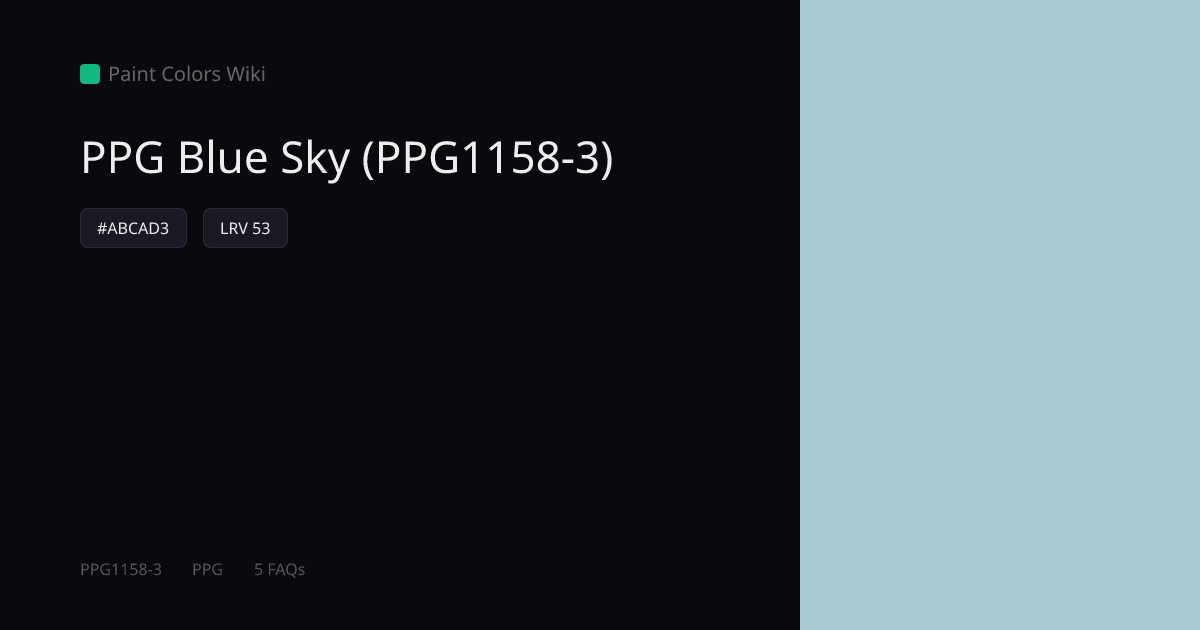 PPG Blue Sky (PPG1158-3) — HEX, LRV & Color Info | Paint Colors Wiki