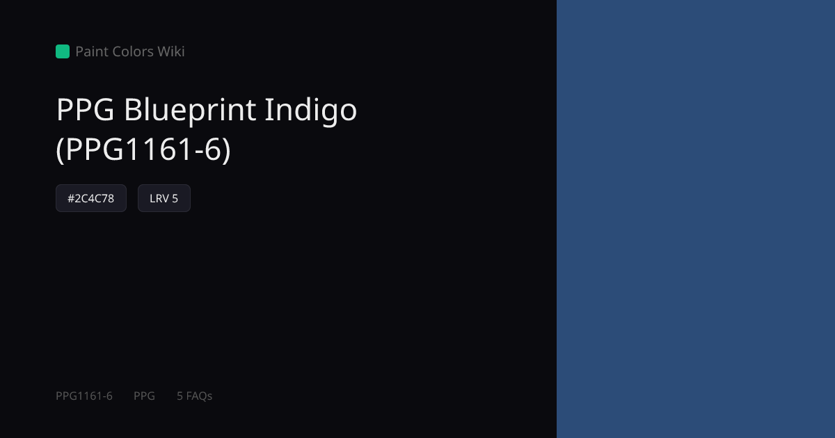 PPG Blueprint Indigo (PPG1161-6) — HEX, LRV & Color Info | Paint Colors ...