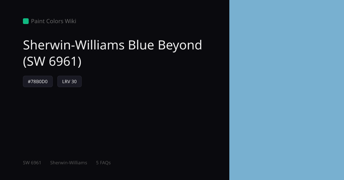 Sherwin-Williams Blue Beyond (SW 6961) — HEX, LRV & Color Info | Paint ...