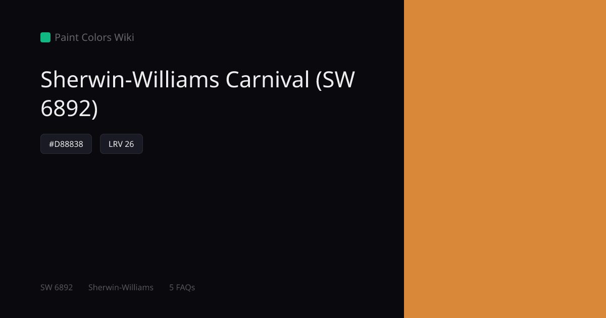 Sherwin-Williams Carnival (SW 6892) — HEX, LRV & Color Info | Paint ...