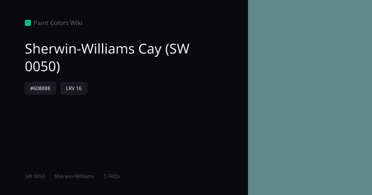 Sherwin-Williams Cay (SW 0050) — HEX, LRV & Color Info | Paint Colors Wiki