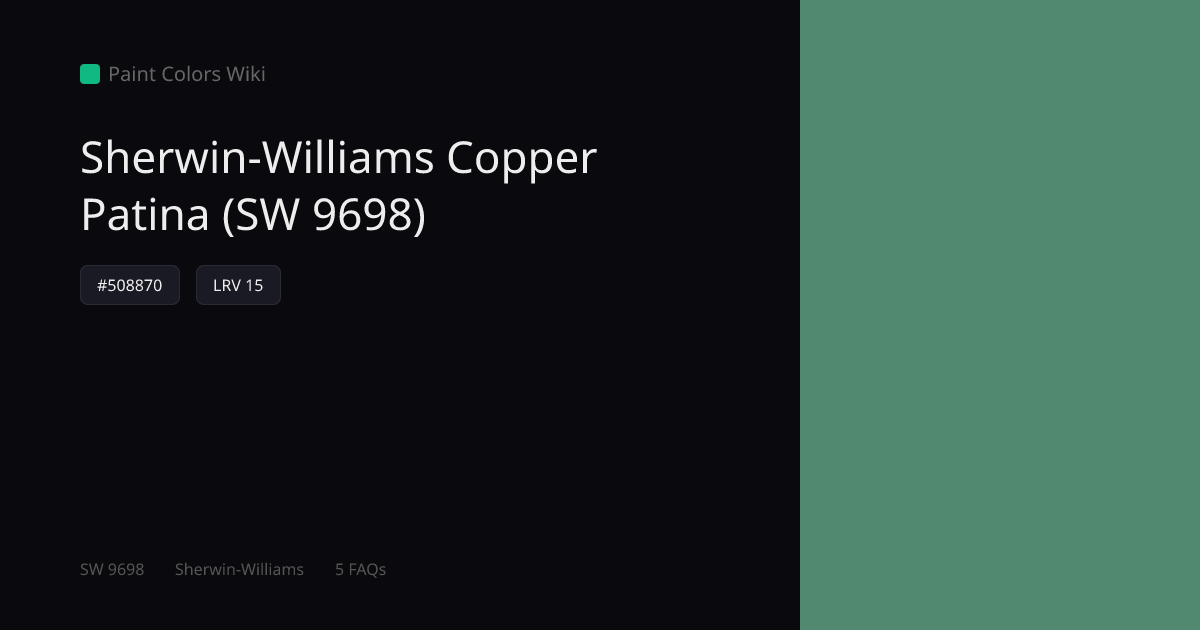 Sherwin-Williams Copper Patina (SW 9698) — HEX, LRV & Color Info ...