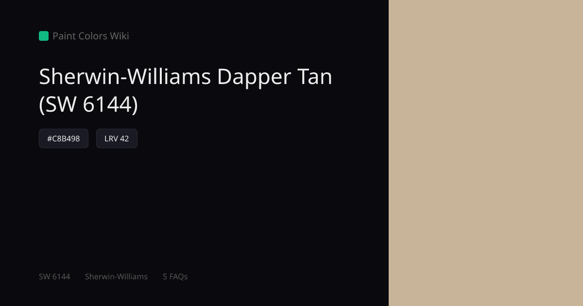 Sherwin-Williams Dapper Tan (SW 6144) — HEX, LRV & Color Info | Paint ...
