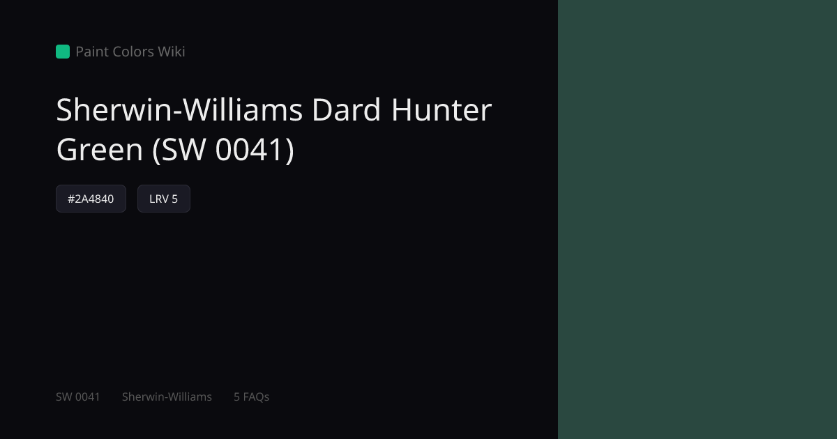 Sherwin-Williams Dard Hunter Green (SW 0041) — HEX, LRV & Color Info ...