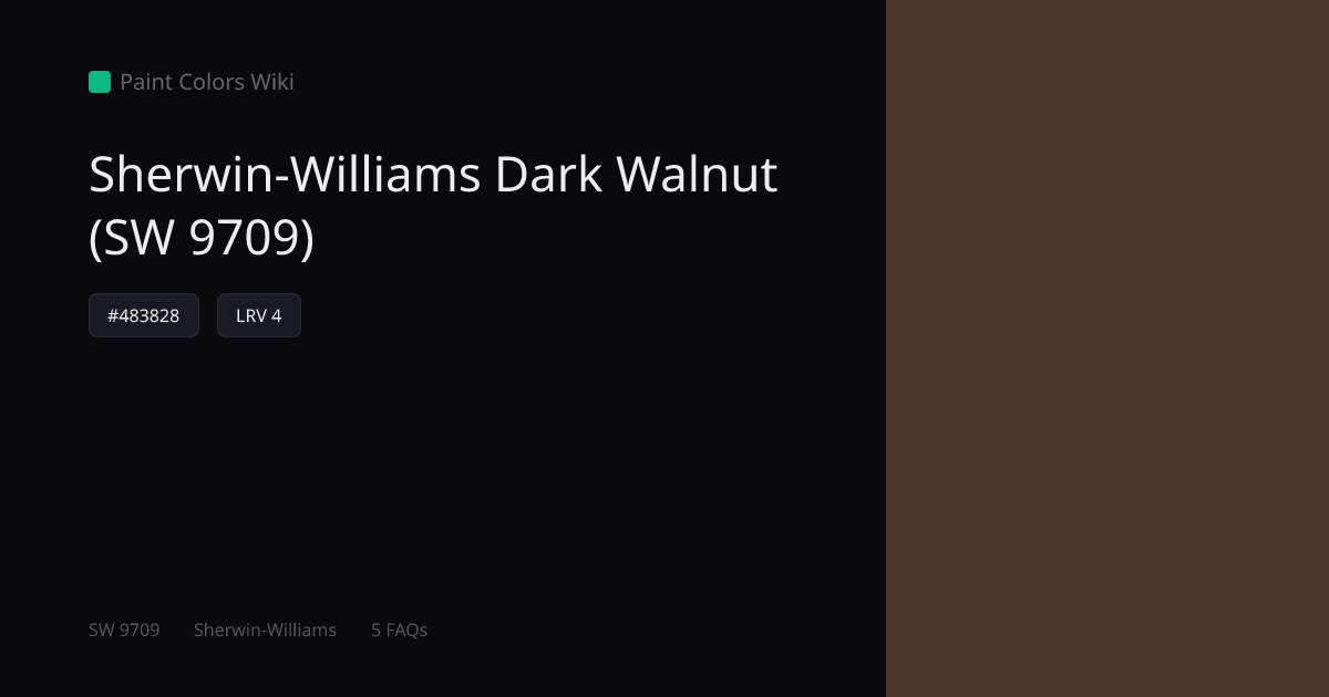 Sherwin-Williams Dark Walnut (SW 9709) — HEX, LRV & Color Info | Paint ...