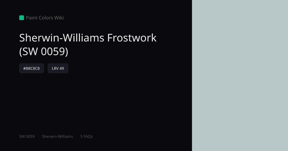 Sherwin-Williams Frostwork (SW 0059) — HEX, LRV & Color Info | Paint ...