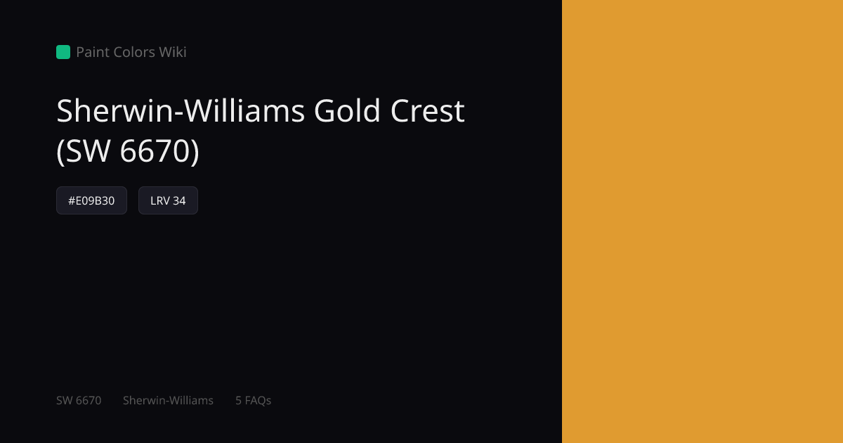 Sherwin-Williams Gold Crest (SW 6670) — HEX, LRV & Color Info | Paint ...