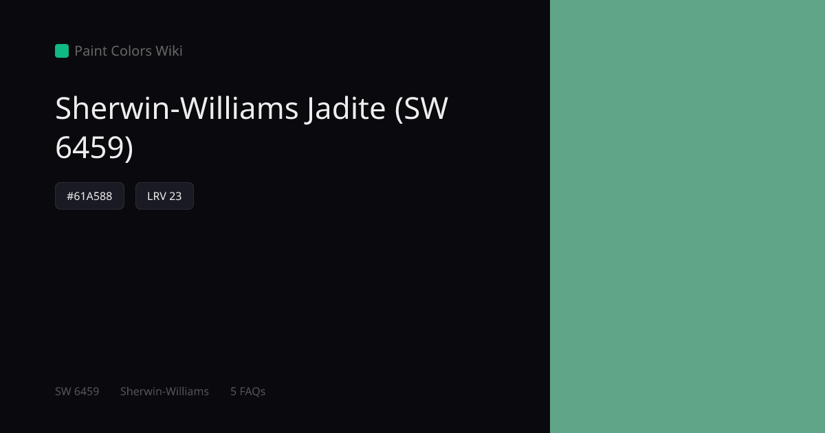 Sherwin-Williams Jadite (SW 6459) — HEX, LRV & Color Info | Paint ...