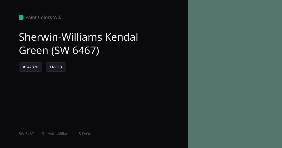 Sherwin-Williams Kendal Green (SW 6467) — HEX, LRV & Color Info | Paint ...