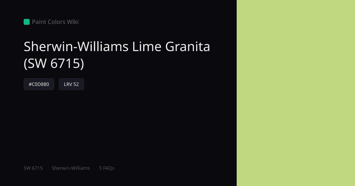Sherwin-Williams Lime Granita (SW 6715) — HEX, LRV & Color Info | Paint ...
