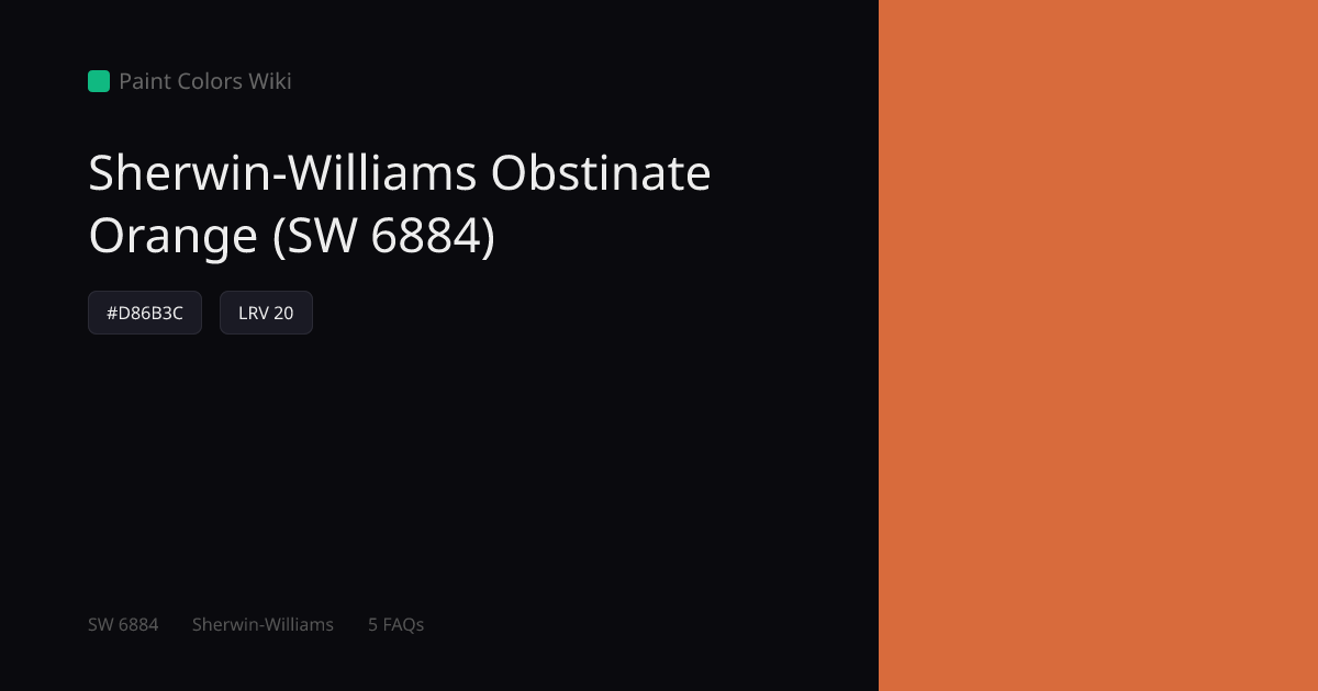 Sherwin-Williams Obstinate Orange (SW 6884) — HEX, LRV & Color Info ...