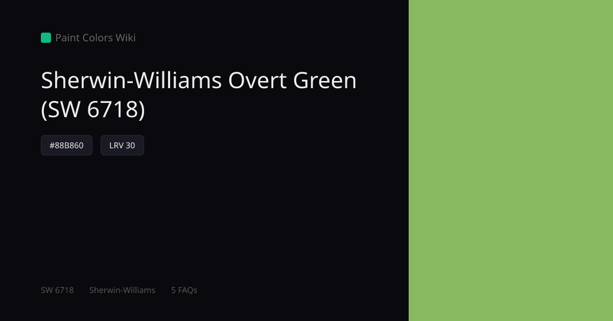 Sherwin-Williams Overt Green (SW 6718) — HEX, LRV & Color Info | Paint ...