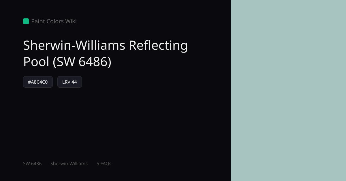 Sherwin-Williams Reflecting Pool (SW 6486) — HEX, LRV & Color Info ...