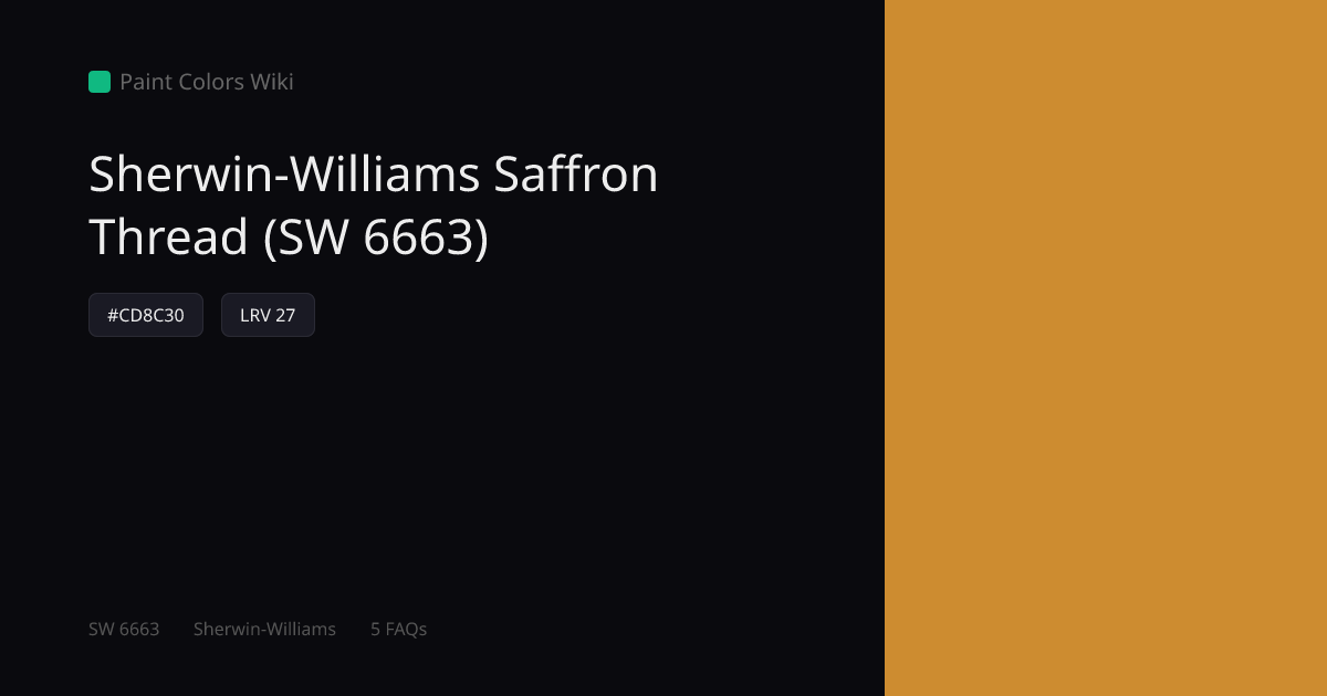 Sherwin-Williams Saffron Thread (SW 6663) — HEX, LRV & Color Info ...