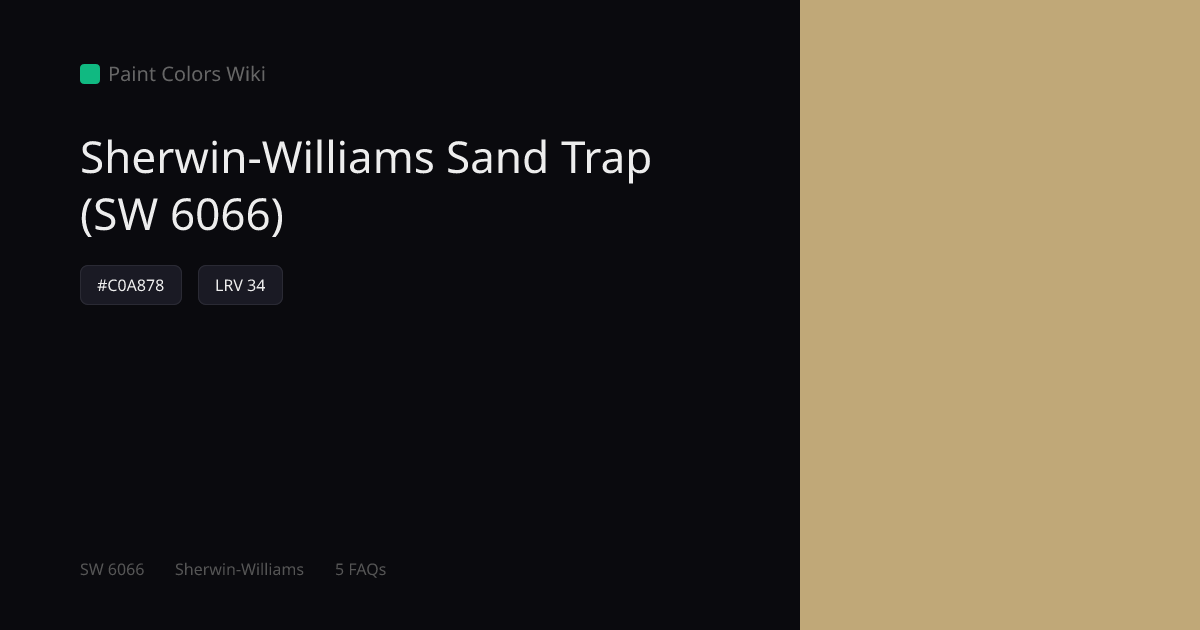 Sherwin-Williams Sand Trap (SW 6066) — HEX, LRV & Color Info | Paint ...