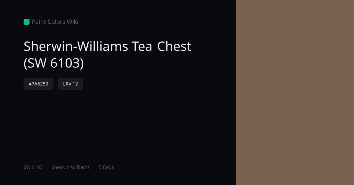 Sherwin-Williams Tea Chest (SW 6103) — HEX, LRV & Color Info | Paint ...