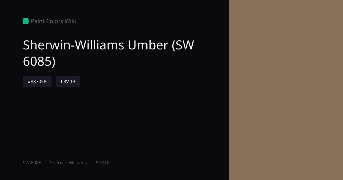 Sherwin-Williams Umber (SW 6085) — HEX, LRV & Color Info | Paint Colors ...