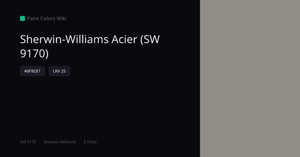 Sherwin-Williams Acier (SW 9170) — HEX, LRV & Color Info | Paint Colors ...