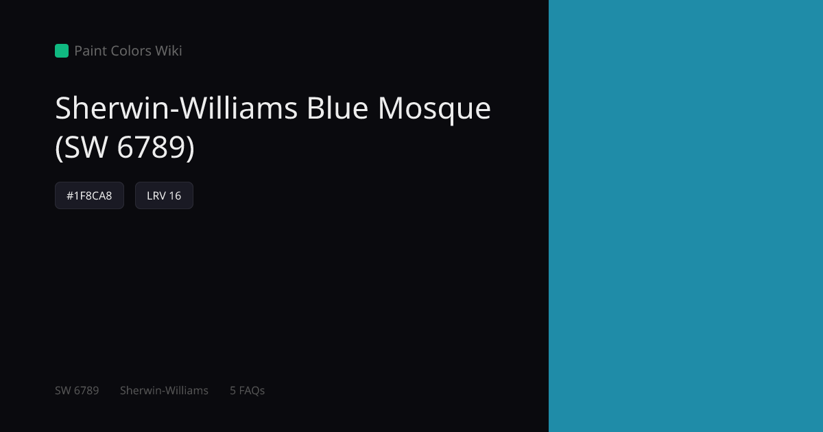 Sherwin-Williams Blue Mosque (SW 6789) — HEX, LRV & Color Info | Paint ...