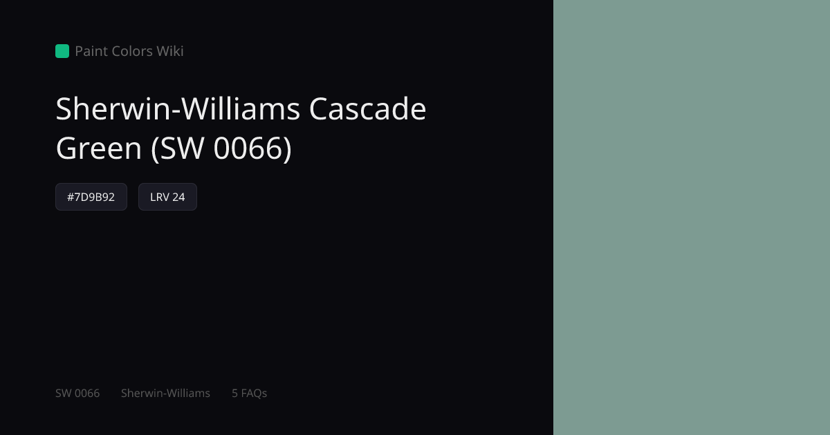 Sherwin-Williams Cascade Green (SW 0066) — HEX, LRV & Color Info ...