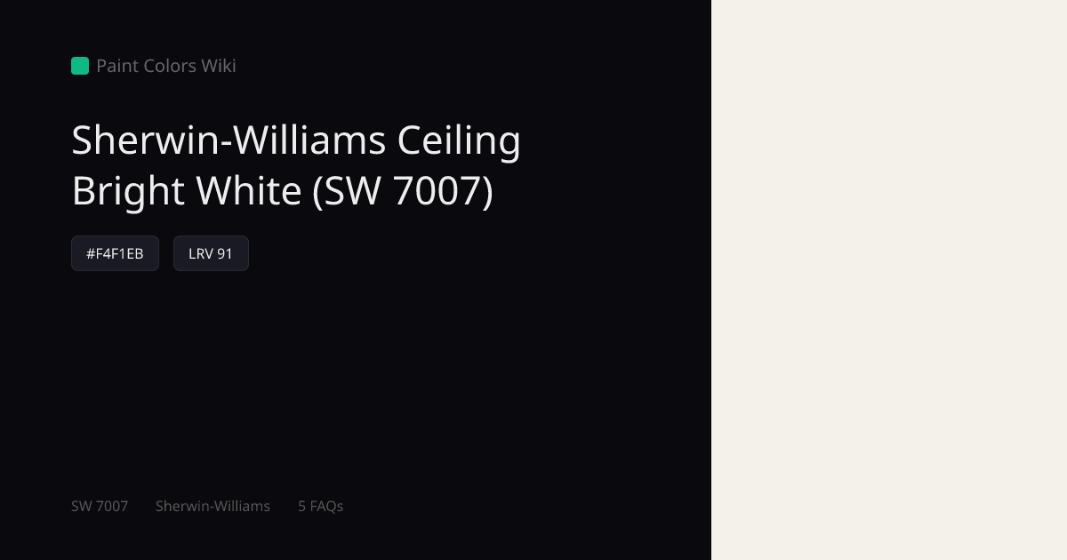 Sherwin-Williams Ceiling Bright White (SW 7007) — HEX, LRV & Color Info ...