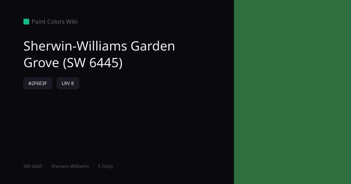 Sherwin-Williams Garden Grove (SW 6445) — HEX, LRV & Color Info | Paint ...