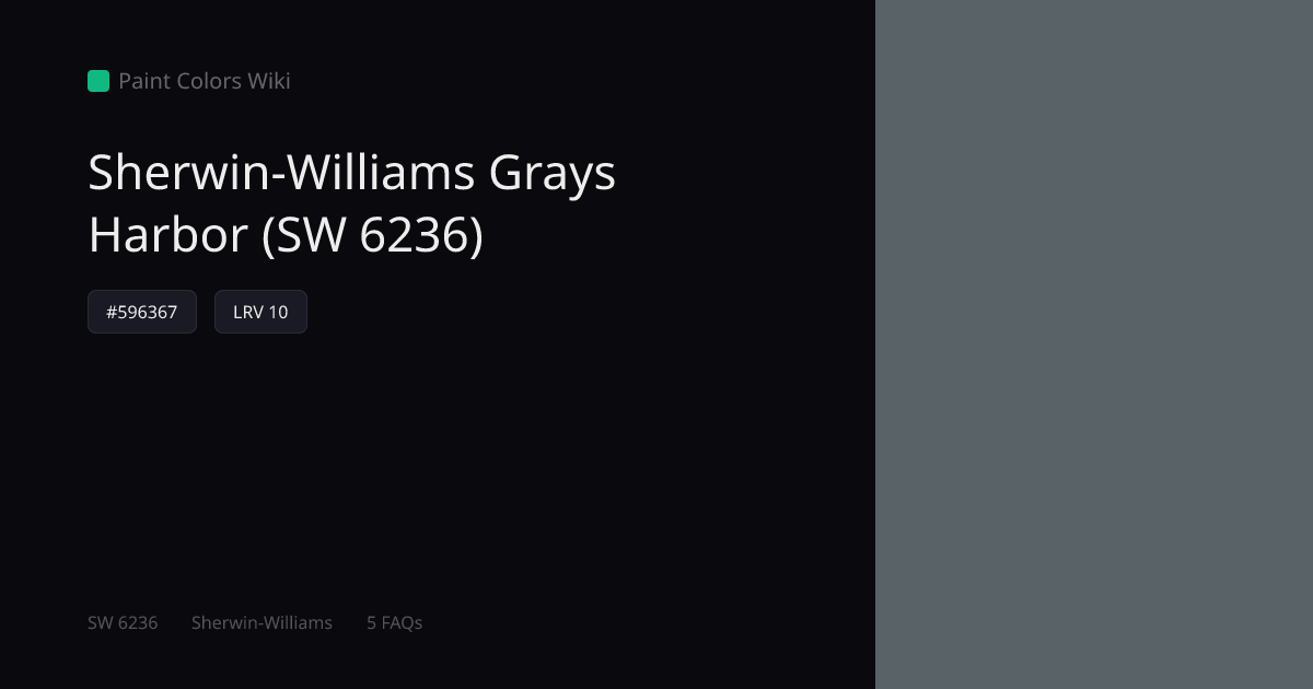 Sherwin-Williams Grays Harbor (SW 6236) — HEX, LRV & Color Info | Paint ...