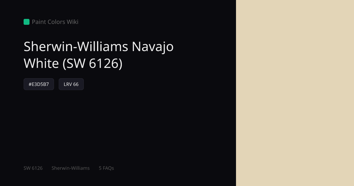 Sherwin-Williams Navajo White (SW 6126) — HEX, LRV & Color Info | Paint ...