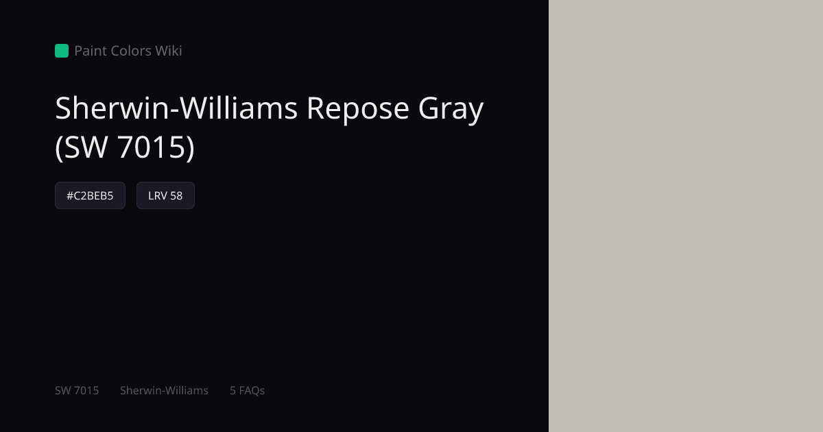 Sherwin-Williams Repose Gray (SW 7015) — HEX, LRV & Color Info | Paint ...