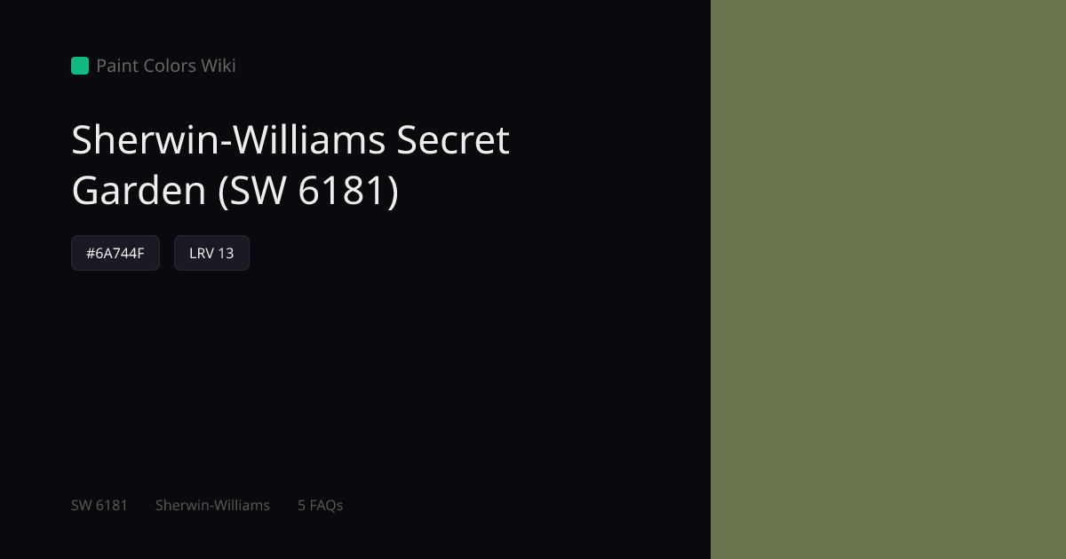Sherwin-Williams Secret Garden (SW 6181) — HEX, LRV & Color Info ...