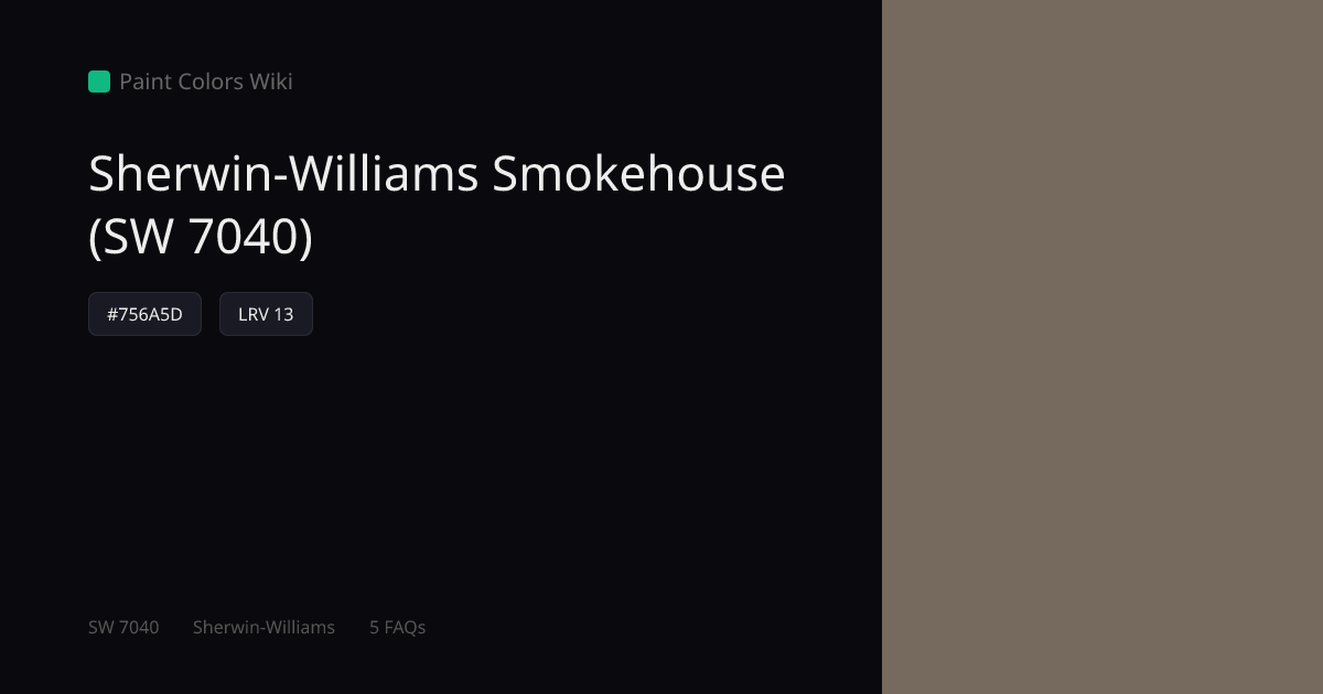 Sherwin-Williams Smokehouse (SW 7040) — HEX, LRV & Color Info | Paint ...